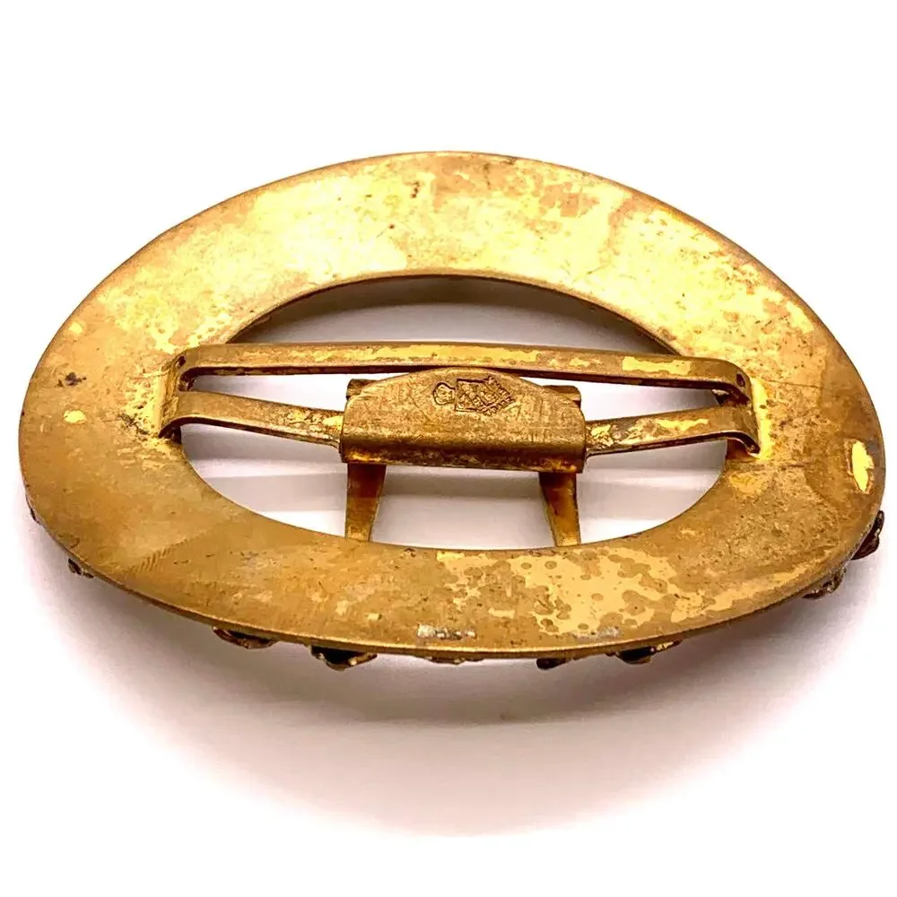 Fisher Nessler Antique Edwardian c.1900-1910 Brass‎ Crystal Flower Sash Buckle